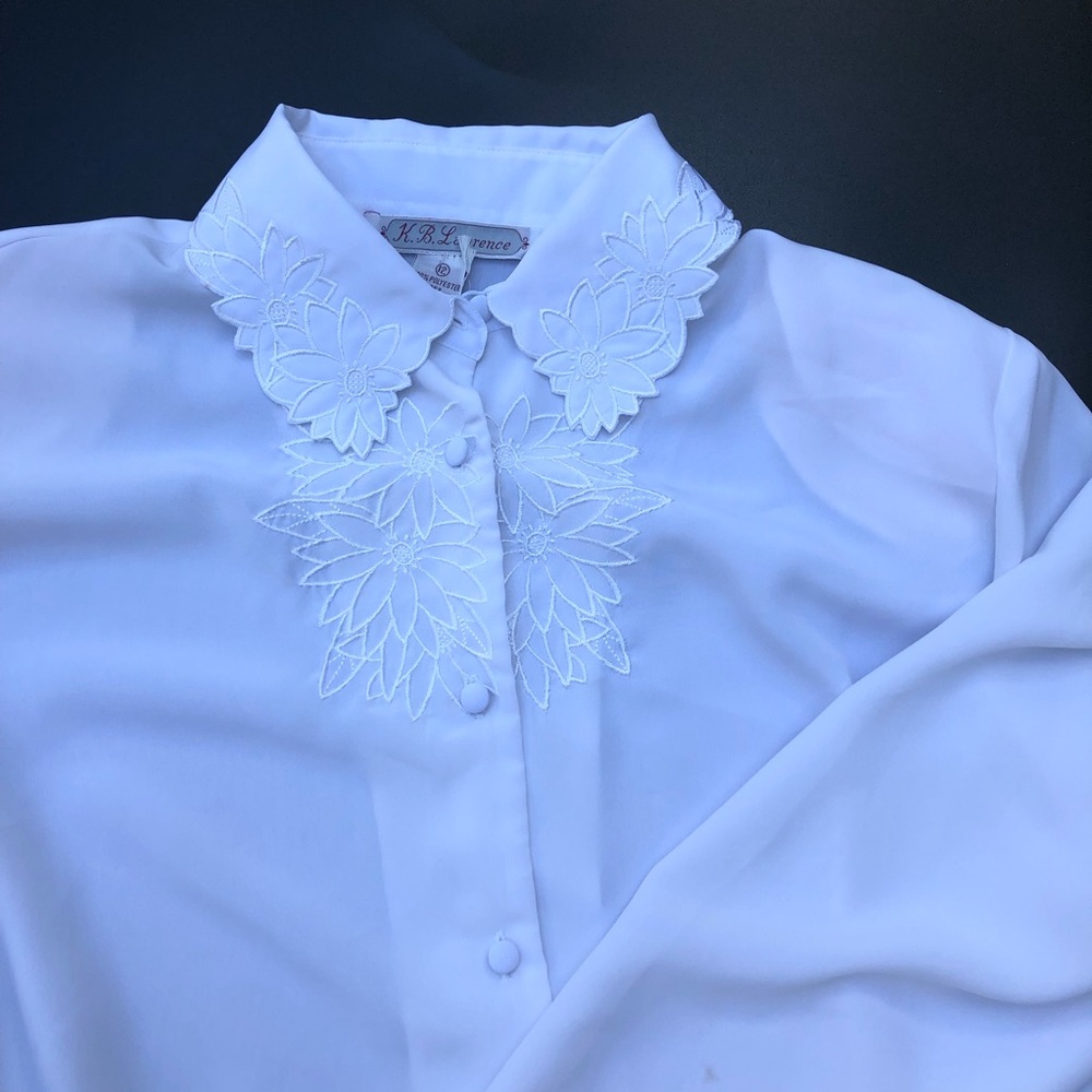 Vintage Size 12 White Button Up Shirt - Picture 4 of 7